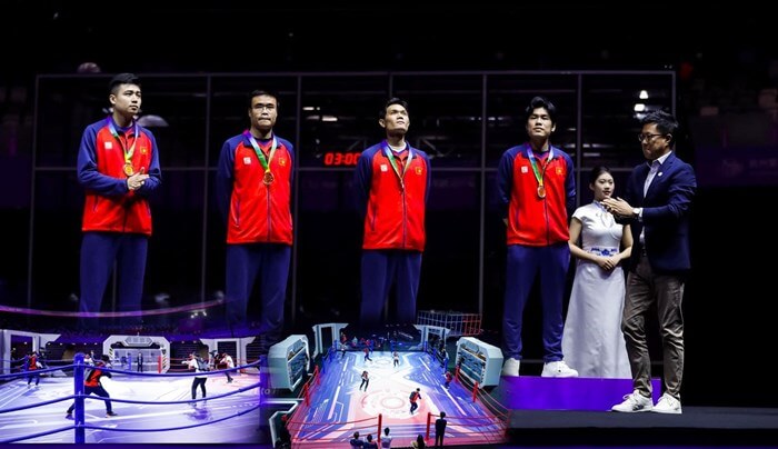 Đội tuyển Việt Nam giành huy chương đồng ấn tượng tại ASIAD 19 với bộ môn AIES XR Sports. Đội tuyển Việt Nam giành huy chương đồng ấn tượng tại ASIAD 19 với bộ môn AIES XR Sports.